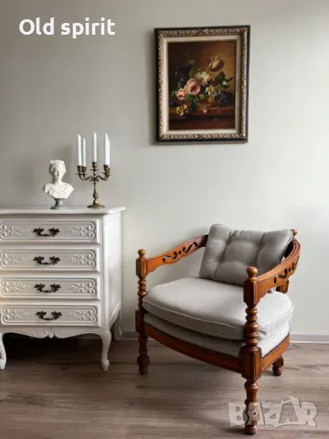 Италианско кресло от средата на миналия век, снимка 4 - Антикварни и старинни предмети - 48090516