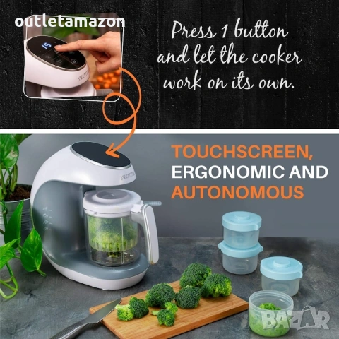 Многофункционален уред за приготвяне на здравословна бебешка храна 7 в 1 Sweety Fox, Без BPA, снимка 6 - Прибори, съдове, шишета и биберони - 53389397