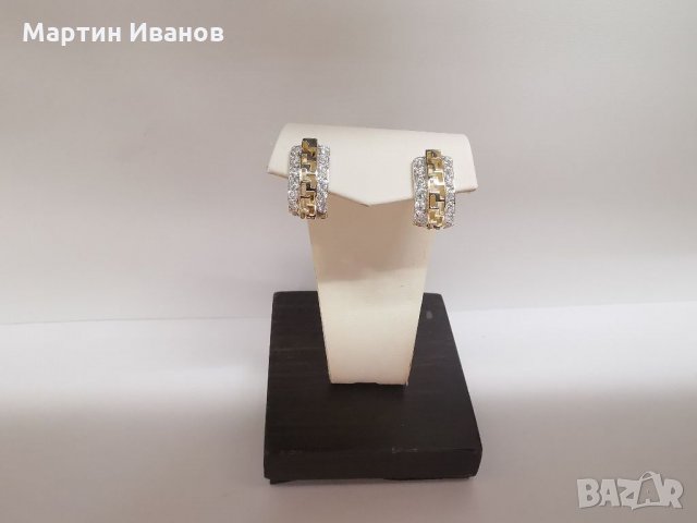 Златни обеци с цирконий 1, снимка 2 - Обеци - 35945126
