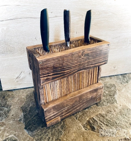 🌿 Организирайте кухнята с ръчно изработени дървени стойки за ножове, снимка 3 - Аксесоари за кухня - 39389227