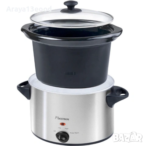 Уред за бавно готвене от неръждаема стомана Bestron ASC350, сребрист, снимка 3 - Мултикукъри - 53869223