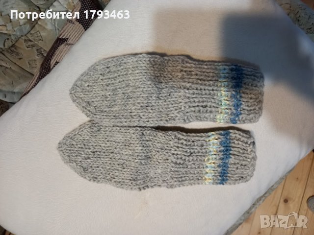 Ръчно плетени детски чорапи от вълна, ходило 16 см, снимка 2 - Чорапи - 39875488
