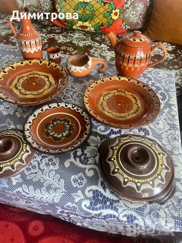 Керамични съдове - гърненца, захарнички, делвичка, съд за подправки