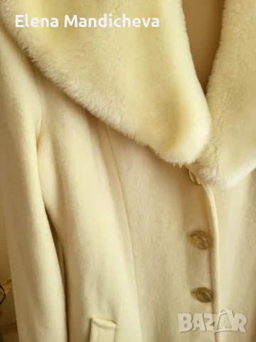 Бяло Шампанско палто яке връхна дреха с пухена яка , снимка 9 - Палта, манта - 48654553