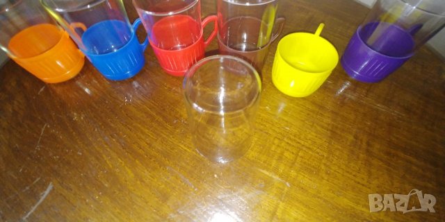 6 бр йенски чаши за чай с цветни поставки, снимка 4 - Чаши - 39897553