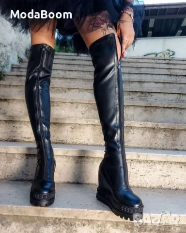 Ботуши на платформа - Кожа