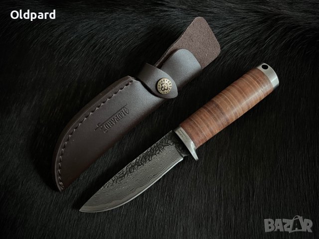 Ловен, кемпинг нож Oldpard Hunter classic - San Mai VG-10 Damascus, снимка 2 - Ножове - 39282841
