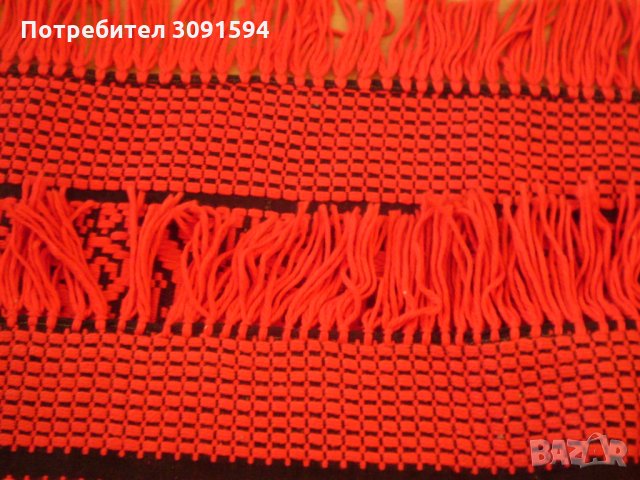 Червена  тъкана покривка килим памучни конци, снимка 8 - Антикварни и старинни предмети - 34518969