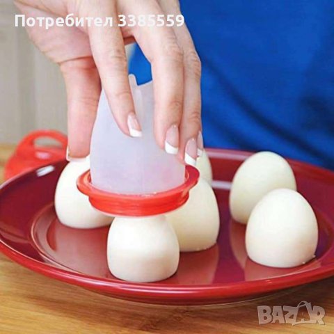 Силиконови формички за варене на яйца без черупка - 6 броя 