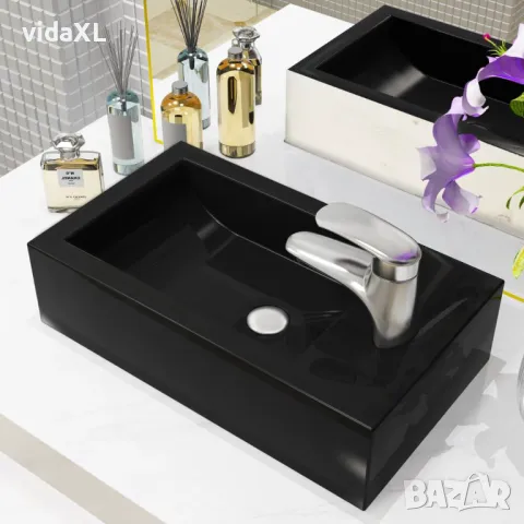 vidaXL Правоъгълна мивка с отвор за смесител, черна, 46x25,5x12 см(SKU:142738), снимка 2 - Други - 48613861