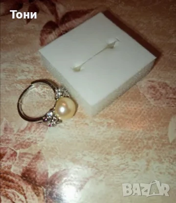 Сребърен Дамски Пръстен с Перла и Цирконий Нов , снимка 4 - Пръстени - 50496127
