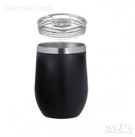 Термочаша Mercado Trade, С капак, За напитки, 350 мл., Метал, Черен, снимка 2 - Чаши - 39825669
