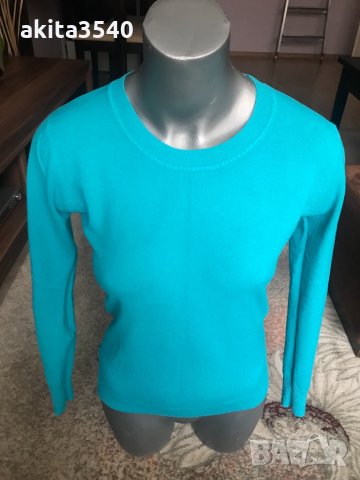 Тюркоазена блуза с дълъг ръкав, снимка 3 - Блузи с дълъг ръкав и пуловери - 35800331