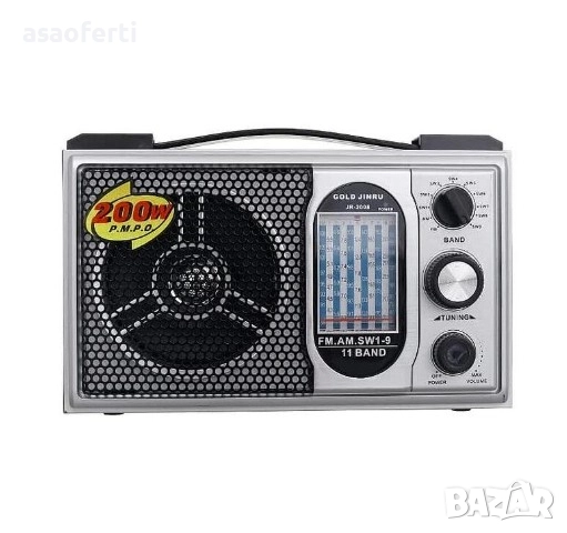 📻 Ретро Преносимо Радио GOLD JINRU JR-2008 – FM/AM/SW (11 Бандов Тунер), снимка 2 - Други - 52552286