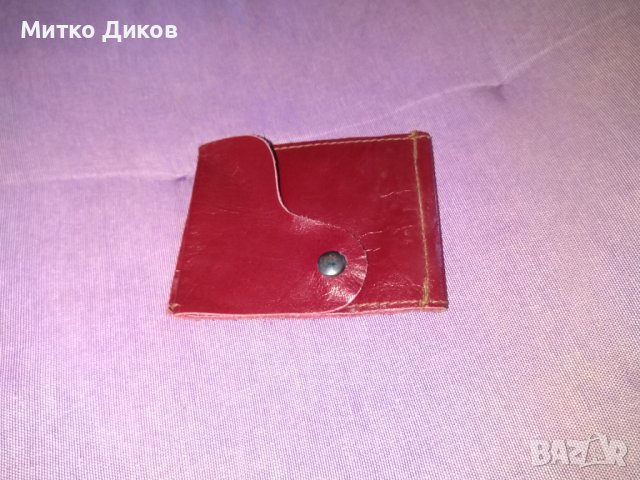 Щипка за пари естествена кожа 100х80мм нова винена