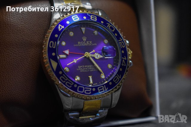 Rolex Oyster Perpetual Date GMT-Master II - Златно-Сребърен с Лилаво, снимка 3 - Мъжки - 42369081
