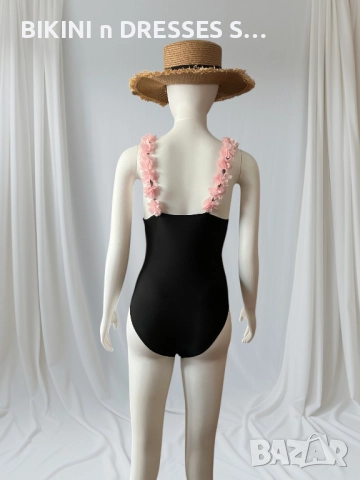 Цял черен бански с цветя рози, снимка 2 - Бански костюми - 43134984
