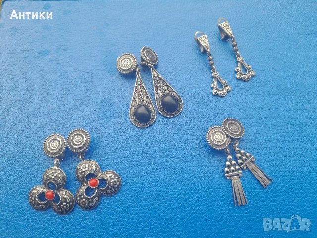 Посребрени Кралски Старинни обеци щипки, снимка 1 - Антикварни и старинни предмети - 41588415