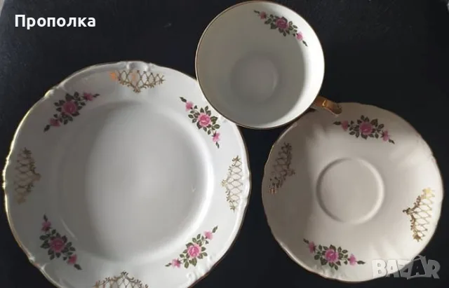 Немски, красив сервиз "Златна дантела с рози", снимка 14 - Сервизи - 56087433
