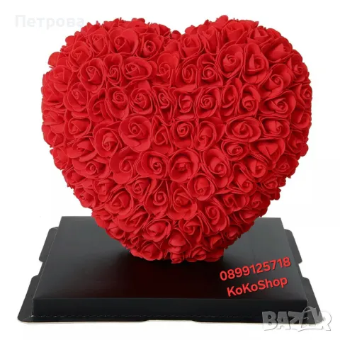 Сърце от рози в луксозна кутия/червено сърце от рози/сърце от рози с LED светлини, снимка 2 - Декорация за дома - 48918929