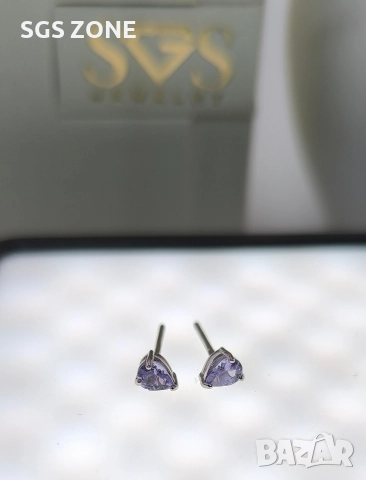 Сребърни обеци с танзанит, снимка 4 - Обеци - 52871727