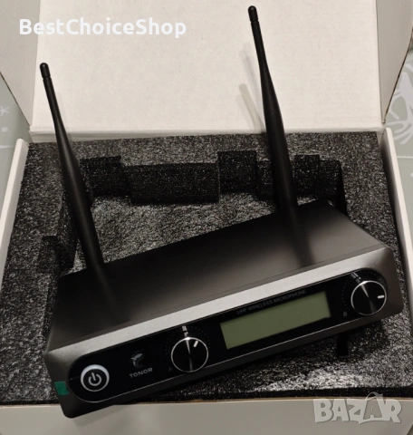 TONOR безжична микрофонна система с два микрофона – Черен и червен, снимка 2 - Микрофони - 53407582