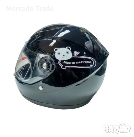 Детска каска за мотор Mercado Trade, За скутер, XS размер, Черен, снимка 2 - Аксесоари и консумативи - 40405192