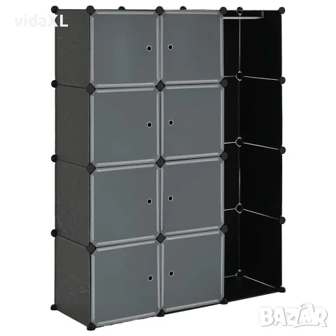 vidaXL Модулен шкаф с 9 отделения, 109x36,5x143 см, черно и бяло