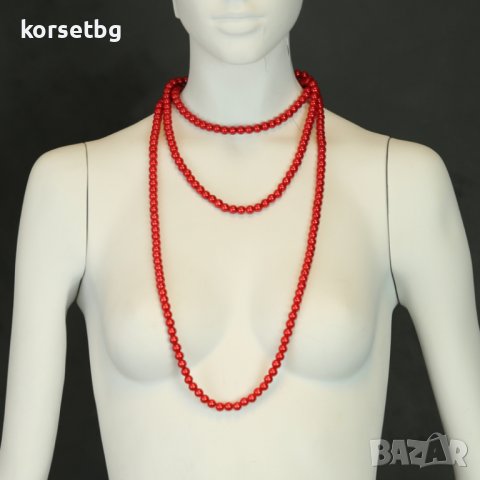 Червен перлен гердан 20333, снимка 1