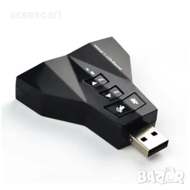 Външен виртуален USB7.1 3D звуков адаптер за аудио карта, снимка 2 - Видеокарти - 48037288