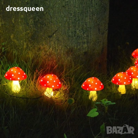 4494 Декоративен комплект „Вълшебни гъбки“ – 8 броя соларни LED лампи за градина, снимка 4 - Соларни лампи - 53824352