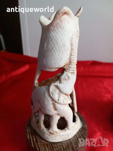 Статуетки СЛОНОВА Кост , Слончета и Жирафи, снимка 3 - Антикварни и старинни предмети - 51136700