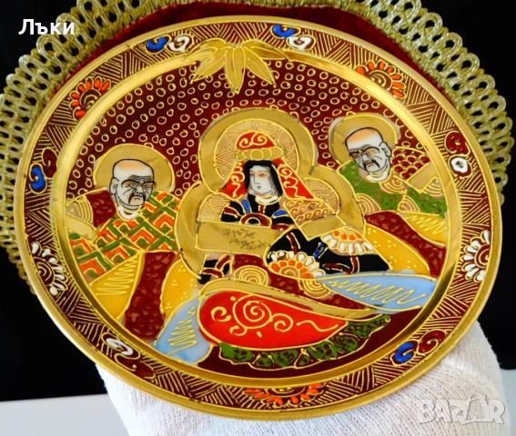 Чаша с чиния японски порцелан Satsuma,злато. , снимка 7 - Антикварни и старинни предмети - 51659926