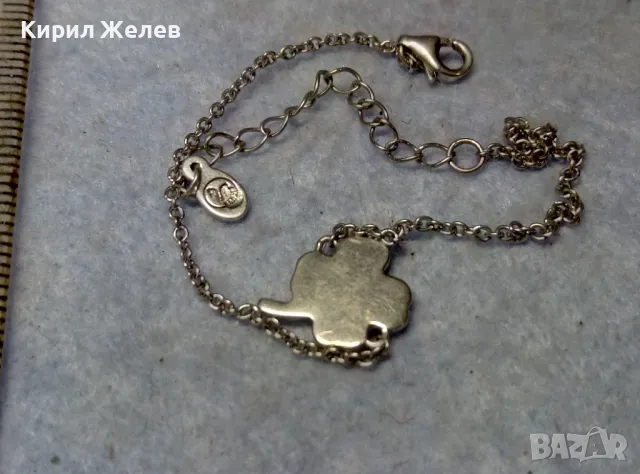 ФИНА СРЕБЪРНА ГРИВНА с ЧЕТИРИЛИСТНА ДЕТЕЛИНА СРЕБРО 925 с БЯЛА ПОЗЛАТА и МАРКИРОВКА ЛЕБЕД 49780, снимка 3 - Гривни - 49757279