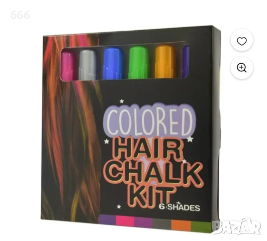 Комплект тебешири за коса с 6 цвята, снимка 2 - Продукти за коса - 52997830