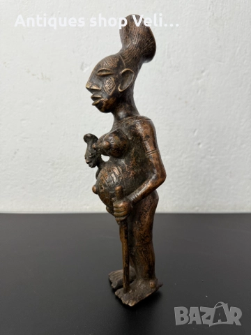 Африканско изкуство бронзува статуетка №7428, снимка 3 - Антикварни и старинни предмети - 51940311