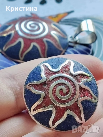 Сребъре комплект с Лапис Лазули и Червен Корал, снимка 4 - Бижутерийни комплекти - 52236705