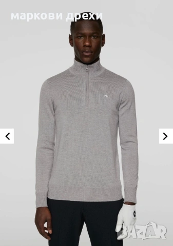 J.LINDEBERG Kian Tour Merino Half Zip Grey Melange L, снимка 2 - Пуловери - 53166439