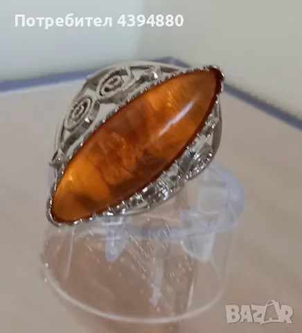 Пръстен с кехлибар , снимка 2 - Пръстени - 49423612