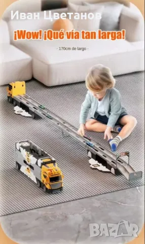 Трансформиращ се голям детски камион с рампа и колички, снимка 3 - Коли, камиони, мотори, писти - 48075654