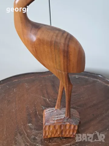 Дървена статуетка на фламинго дърворезба    18/3, снимка 3 - Статуетки - 49005576