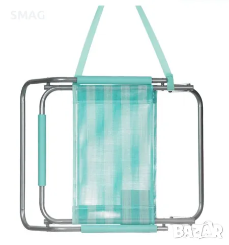 Плажен стол сгъваем тюркоазен райе с дръжки 51x60x62cm S_1235219, снимка 3 - Къмпинг мебели - 50045468