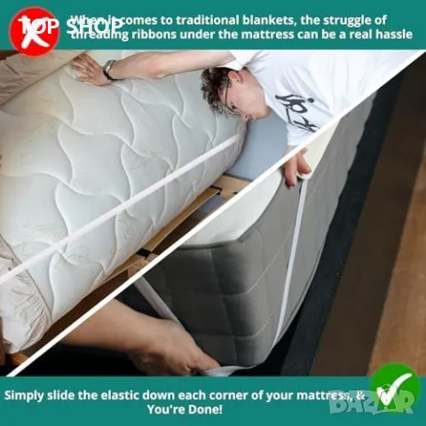 Ново King електрическо одеяло с еластични ленти и 3 топлинни нива, снимка 3 - Възглавници - 49668486