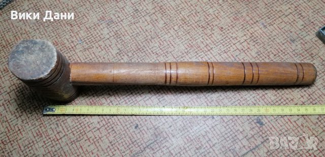 дървен стругован пирографиран чук, снимка 3 - Антикварни и старинни предмети - 38643738