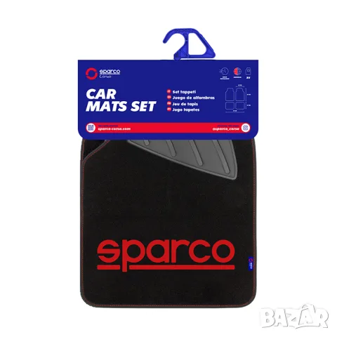 Универсални мокетни стелки Sparco 4 части черни с червено лого, снимка 2 - Аксесоари и консумативи - 55870196