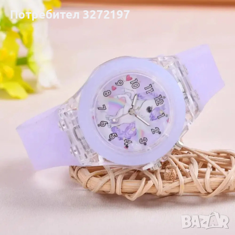 Нов ДАМСКИ кварцов часовник с еднорог + комплект аксесоари за еднорог 5 бр./комплект, снимка 5 - Детски - 44804123