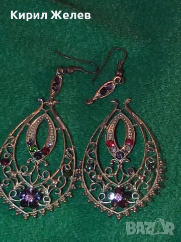 АРТ ВИНТИДЖ БРОНЗОВИ ОБЕЦИ с КРАСИВИ ЦВЕНТИ КАМЪНИ КРИСТАЛИ 11891, снимка 8 - Обеци - 30665841