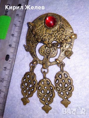 СТАРИННА ВЪЗРОЖДЕНСКА АЖУРНА БОРНЗОВА ОРНАМЕНТИРАНА РЕТРО БРОШКА РЯДКА РЪЧНА ИЗРАБОТКА 38671, снимка 3 - Антикварни и старинни предмети - 41622838