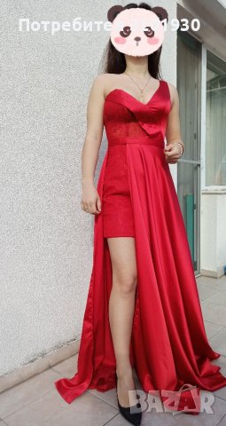 Официална сатенена червена рокля, снимка 3 - Рокли - 40124924