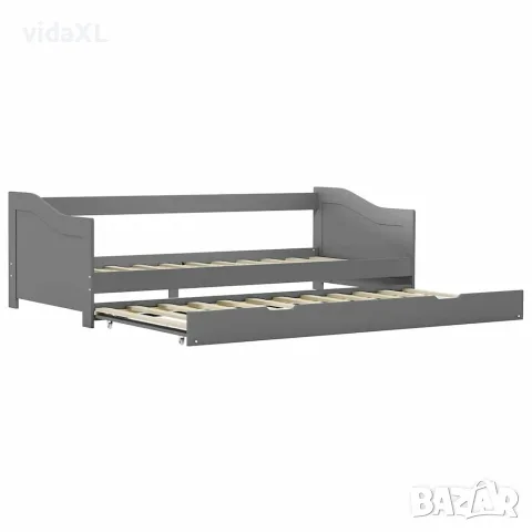 vidaXL Рамка за легло разтегателен диван сива борово дърво 90x200 см(SKU: 283151)